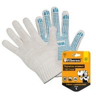Перчатки трикотажные х/б с ПВХ покрытием Точка из 6-и нитей 10 кл. вязки белый, в и/у