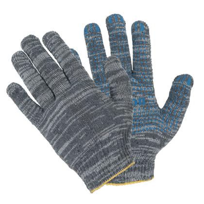 Перчатки трикотажные х/б с ПВХ покрытием Точка из 6-и нитей 7,5 кл. вязки серый, без и/у