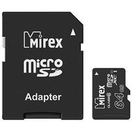 Карта памяти MicroSDXC 64GB V30/A1/C10  Mirex UHS-I (Class 10)