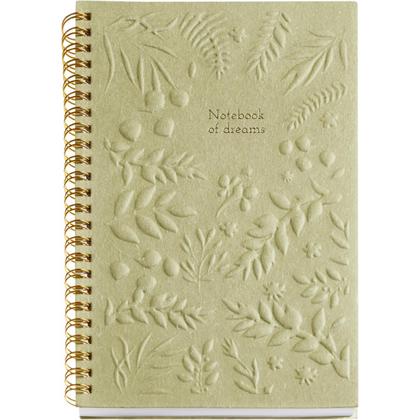 Блокнот А5 146*214 мм, 80 л., лин. "Botany Fl. Mallorca" спираль сбоку, обл. тисн. карт., зеленый