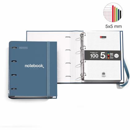 Тетрадь А4 210*297 мм, 100 л., в клетку "Emotions" на кольцах, сменный блок, т.-синий