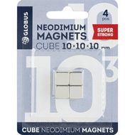 Кнопки магнитн. "Куб" 10*10 мм, 4 шт., д/досок, серебристый