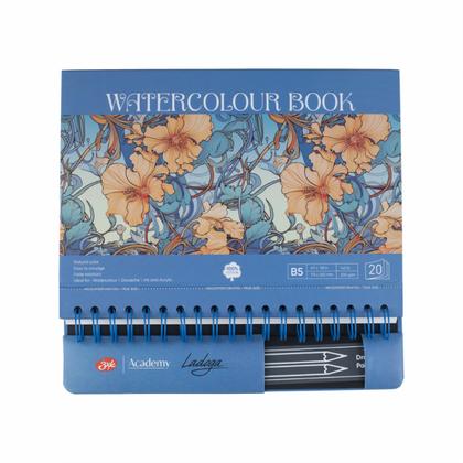 Скетчбук для акварели "Ладога" 17,5*25 см, 300 г/м2, 20 л., синий, настольный, среднее зерно