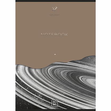 Тетрадь А4 80 л., клет. "Сатурн" скоба сбоку, обл. карт., мат., ассорти