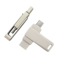 Карта памяти USB Flash 3.0 32 Gb СК-046 TypeA/TypeC Dual, метал, серебристый