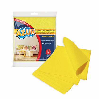 Салфетка универсальная вискозная "Azur. Домашняя" 35 x 30 см, желтый, 5 шт./уп.