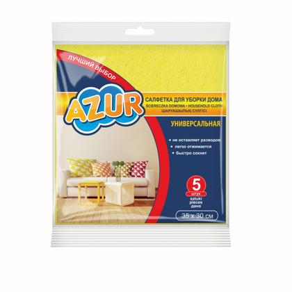 Салфетка универсальная вискозная "Azur. Домашняя" 35 x 30 см, желтый, 5 шт./уп.