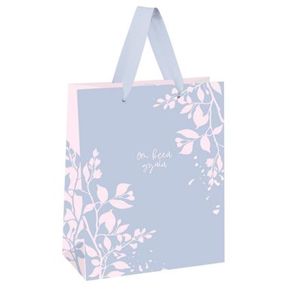 Пакет подарочный 11*14*6,5 см "Pink twigs", ламинированный