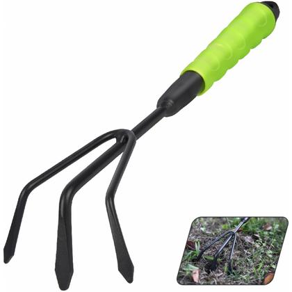 Тяпка садовая "Deli" 310 мм, трехзуб., черный/зеленый