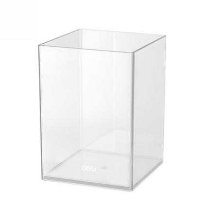 Карандашница "Deli" пласт., квадр., прозрачный