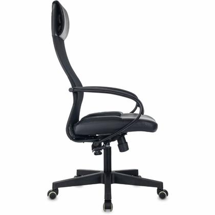 Кресло д/руководителя Бюрократ CH-NOVA LUX сетка/экокожа, черный, крестов. пластик