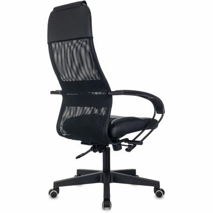 Кресло д/руководителя Бюрократ CH-NOVA LUX сетка/экокожа, черный, крестов. пластик
