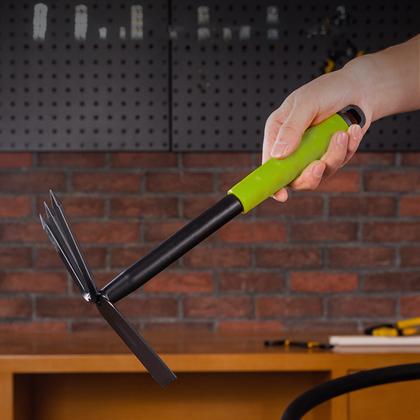 Тяпка садовая "Deli" 330 мм, трехзуб., с лепестком, черный/зеленый