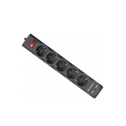 Сетевой фильтр 3м Defender DFS 753  <5 розеток + 2xUSB> черный 