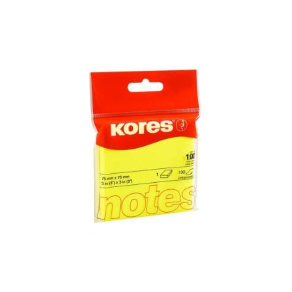 Бумага д/з на кл. осн. 75*75 мм "Kores Neon" 100 л., желтый неон