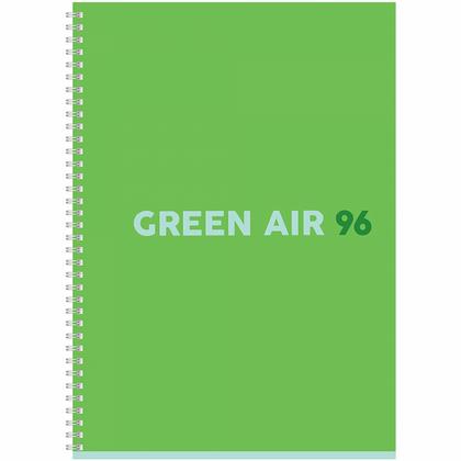 Тетрадь А4 96 л., клет. "Green air" спираль сбоку, обл. карт., ассорти