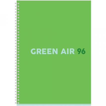 Тетрадь А4 96 л., клет. "Green air" спираль сбоку, обл. карт., ассорти