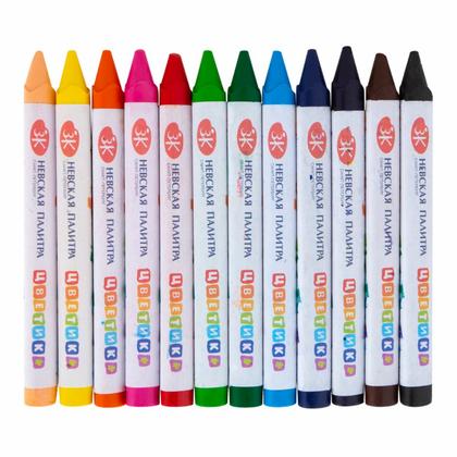 Мелки восковые 12 шт. "Цветик" треуг.