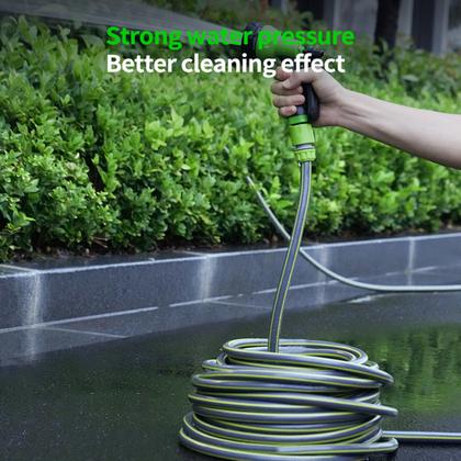 Шланг поливочный Deli GS EDL8072E-30 5/8" 30 м, 4-х слойный, серый/зеленый