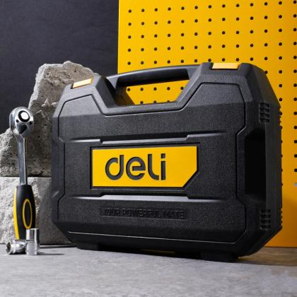Инструмент слесарный "Deli" набор 44 предмета, чемодан, серебристый