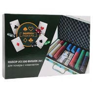 Игра настольная "Покер. Набор из 500 фишек (4 гр.) для покера с номиналом в алюминиевом кейсе" 18+