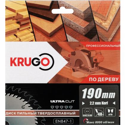 Пила дисковая Krugo 190*30 мм, 48Т