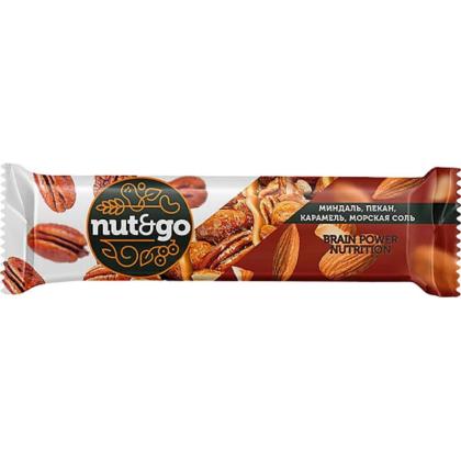 Батончик "Nut & Go" 36 гр., миндальный с пеканом, карамелью, морской солью
