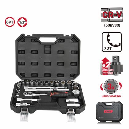 Набор инструмента 1/2" Deli RS EDQ43025, 25 предметов