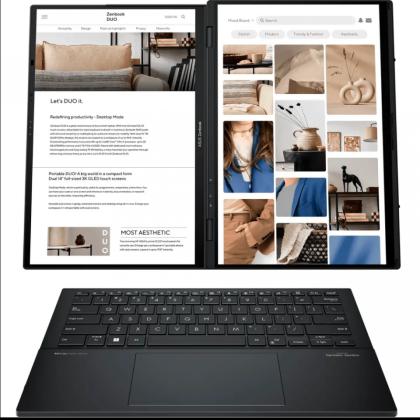 Ноутбук ASUS Zenbook Duo/ UX8406CA-QL080W/ U7-255H/ 14 FHD OLED 16:10 400nits 120HZ Touch/ UMA/ 16GB/ 1TB/ W11H/ noODD/ Basalt Gray ноутбук