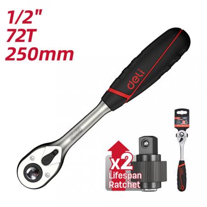 Ключ-трещотка Deli RS EDQ43802 1/2", 250 мм, 72 зуба