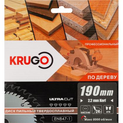 Диск пильный Krugo 190*30 мм, 24Т