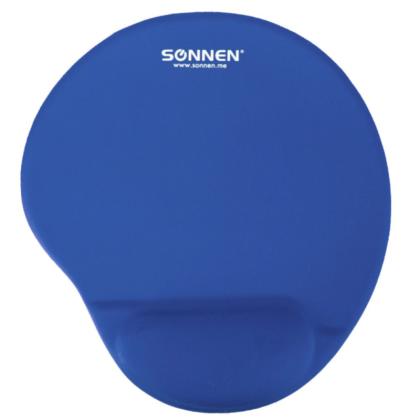 Коврик д/мыши 250*220*20 мм "Sonnen" полиуретан, лайкра, с подушкой под запястье, синий