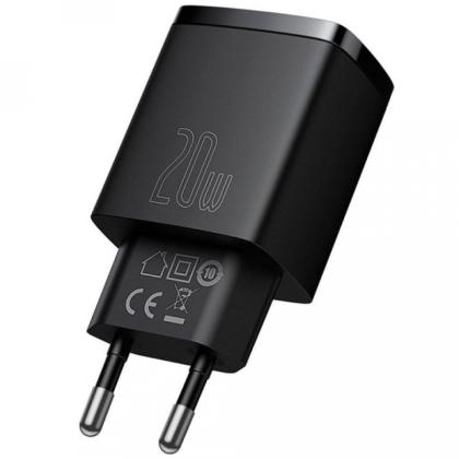 Сетевое зарядное устройство Baseus CCXJ-B01 Compact Quick Charger USB+Type-C 20W Black (CCCP20UE)