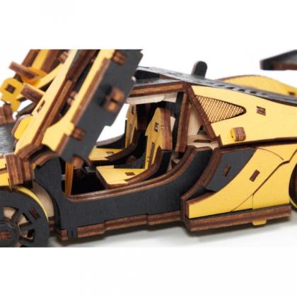 Конструктор 3D "Гоночный автомобиль", деревянный, красный