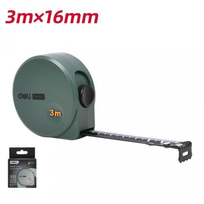 Рулетка Deli HS EHT8316L 3м х 16 мм,  Soft Touch, зеленый
