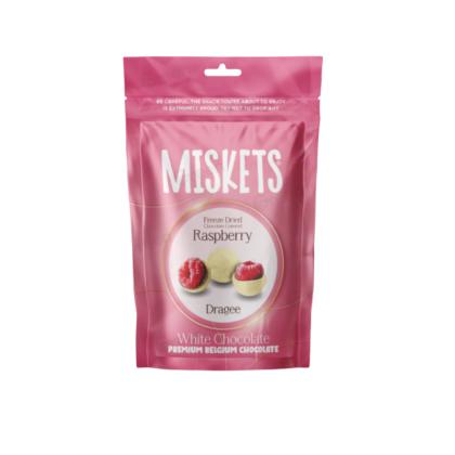 Конфеты "Miskets" 80 гр., малина  в белом шоколаде