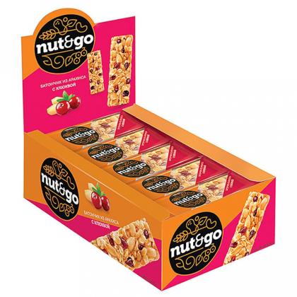 Батончик "Nut & Go" 42 гр., с арахисом и клюквой