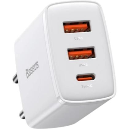 Сетевое зарядное устройство Baseus CCXJ-E02 (CCCP30UE) Compact Quick Charger 2U+C 30W White