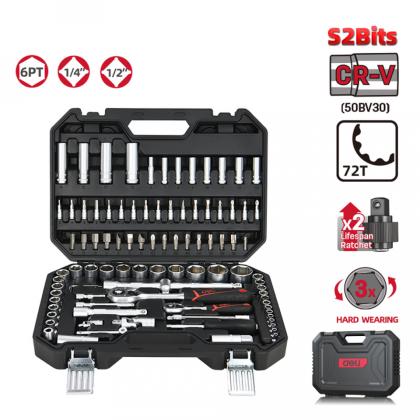 Набор инструмента 1/4", 1/2" Deli RS EDQ44094, 94 предмета
