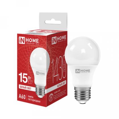 Лампа светодиодная In Home LED A-60-VC, груша, 12Вт, белый, E27