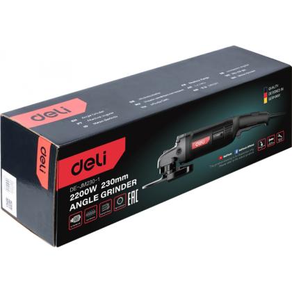 Шлифмашина угловая "Deli JM230-1E" сетевая, 2200 Вт, 230 мм, коробка, черная