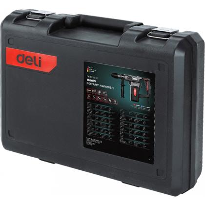 Перфоратор "Deli DC26-3E" сетевой, 1100 Вт, 5 Дж, 26 мм, кейс, черный