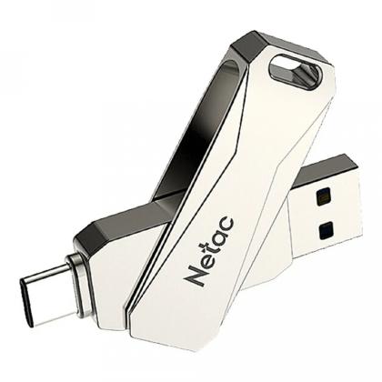 Карта памяти USB+TypeC Flash 3.0 64GB U782C Netac, металл, серебристый