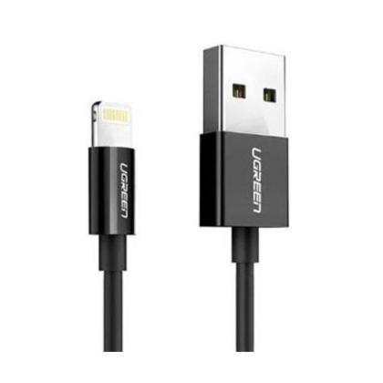 Кабель UGREEN US155-80822, USB-A 2.0 to Lightning, Apple MFI certified, 2,4A, силиконовый, 1m, Black