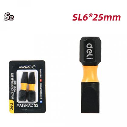 Бита (насадка) ударная Deli YS EDL251005Z набор 2 шт., SL6x25 мм