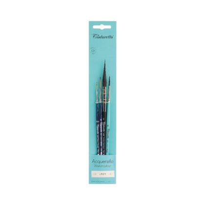 Кисть "Tintoretto. Liners watercolor selection" синтетика, набор 4 шт.
