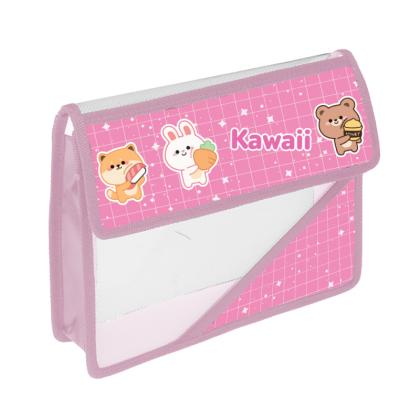 Папка д/тетрадей А5 "Kawaii" на липучке, пласт., розовый