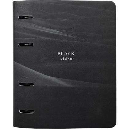 Тетрадь B5 120 л., клет. "Monochrome песок" на кольцах, иск. кожа, черный
