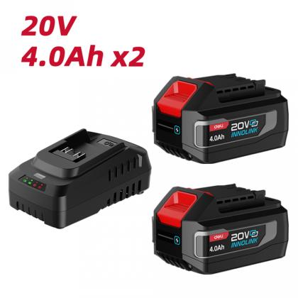 Комплект аккумуляторых батарей и зарядного устройства Deli RS EDE-CM20A4E 2х4.0 А/ч, ЗУ 2 А 