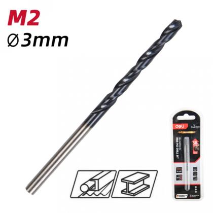 Сверло по металлу Deli RS EDH-MHZ030-E4 3.0 мм, DIN 338, HSS-TiN